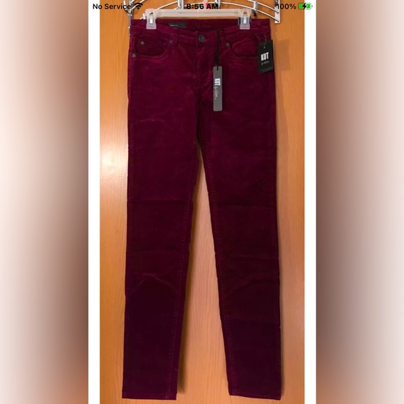 Kut From The Kloth Diana Skinny Velvet Corduroy Jeans Womens Size 4 Burgundy - Picture 1 of 5